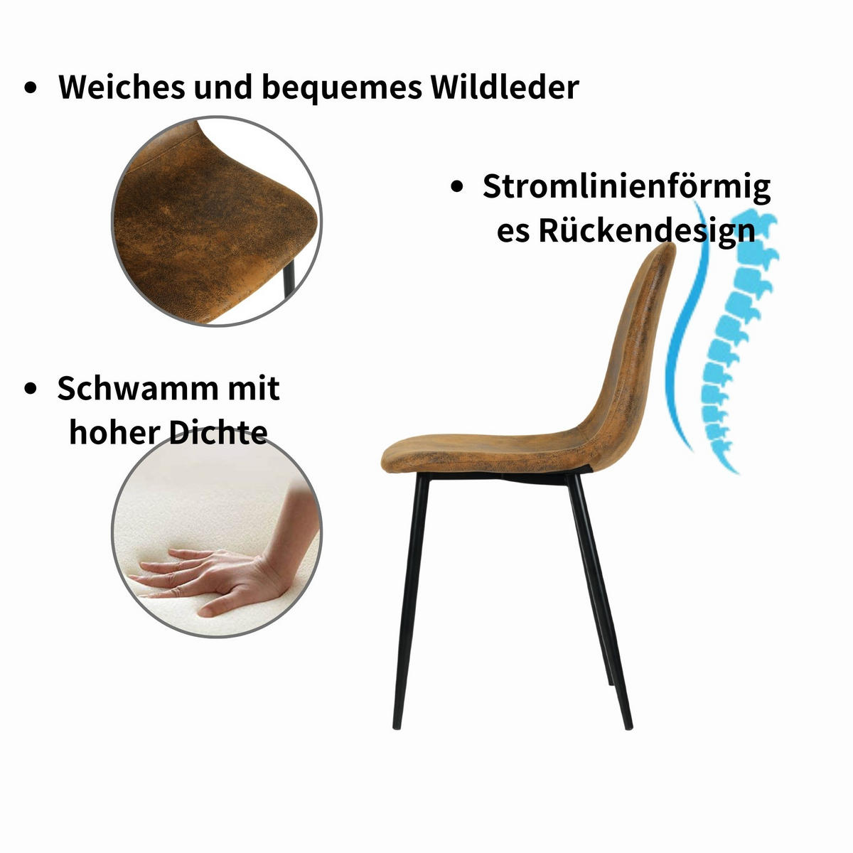 ESSTISCH SET weiß und braun - Braun/Weiß, Holzwerkstoff/Metall (70/75/110cm) - Urban Meuble