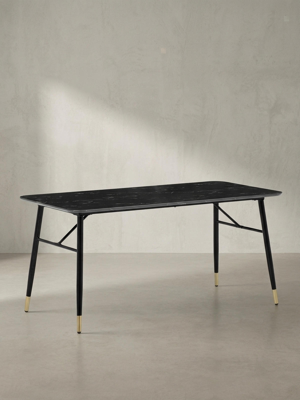 ESSTISCH Marmoroptik Metall Rechteckig Modern Klein, Schwarz 160x80x76 cm - Goldfarben/Schwarz, Holzwerkstoff/Metall (80/160/76cm) - KADIMA DESIGN