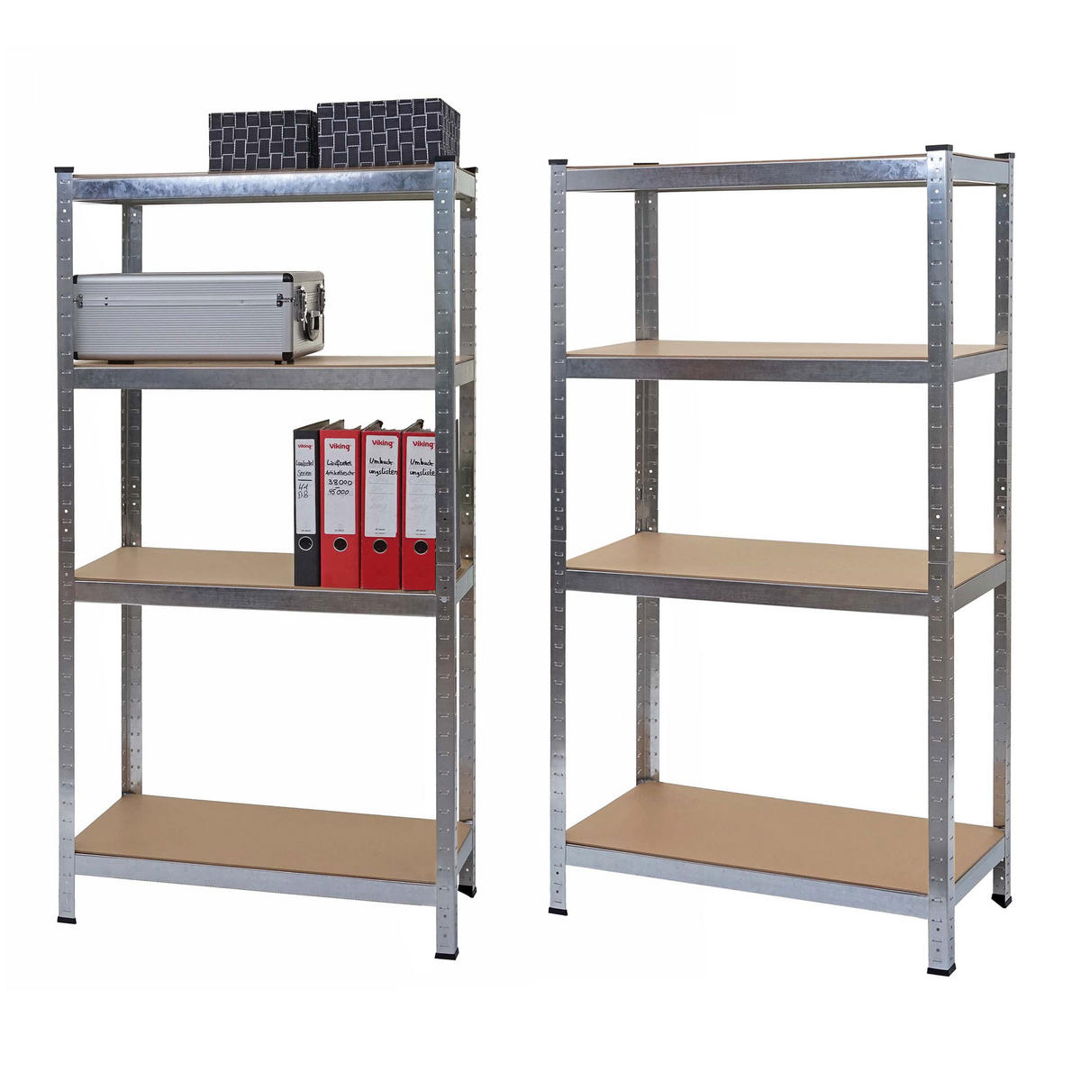 SCHWERLASTREGAL Silbergrau, Braun 2er-Set - Braun/Grau, Metall (80/160/40cm) - MCW