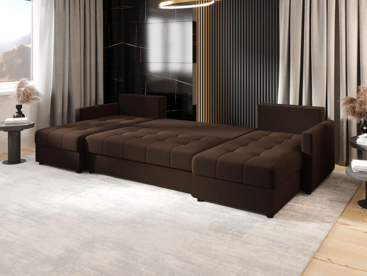 ECKSOFA MOS U BIS Cosmic 800 mit Schlaffunktion - Braun, Textil (285/85/140cm) - Bedante