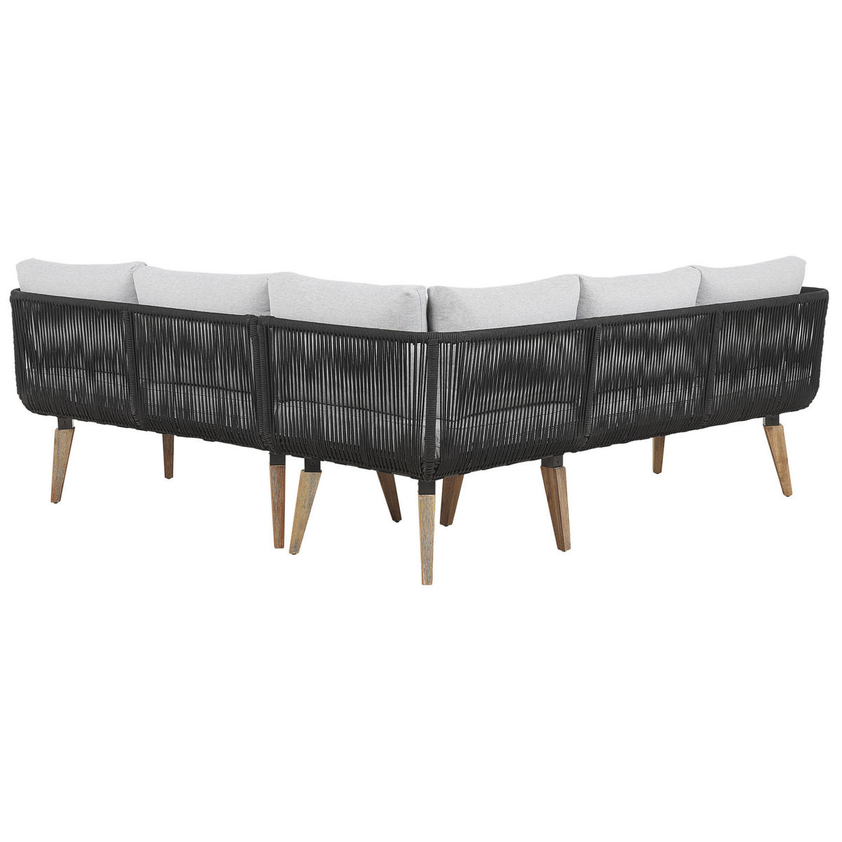LOUNGE-SET 5-Sitzer Akazienholz Schwarz Alcamo - Schwarz, Holz - Beliani