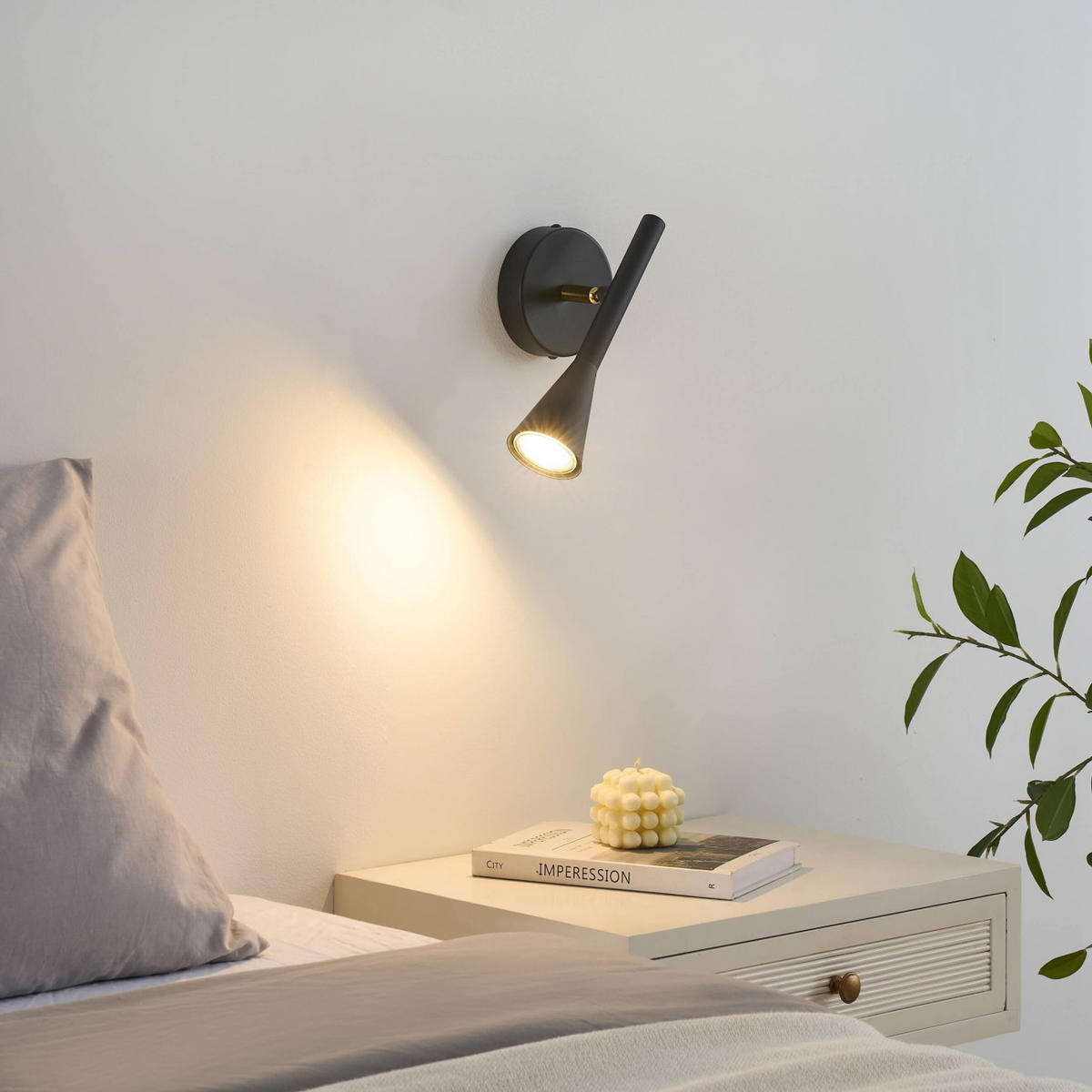 WANDLEUCHTE Holen, Schwarz und gold, 22.5cm - Goldfarben, Metall (11/22.5/11cm) - KOSILUM