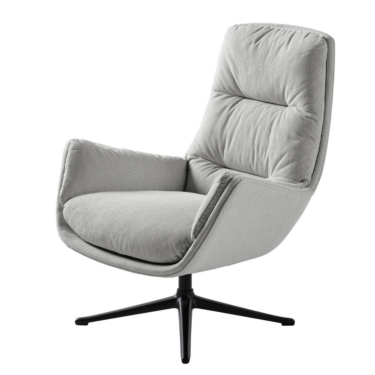 SESSEL mit Kreuzfuß - Hellgrau/Schwarz, Textil/Metall (83/95/97cm) - home24