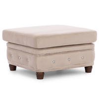 HOCKER Chesterfield Cleo Blink Beige Samt mit Kristallsteppung und braunen Massivholzfüßen - Beige/Braun, Holz/Textil (75/45/70cm) - S-Style Möbel