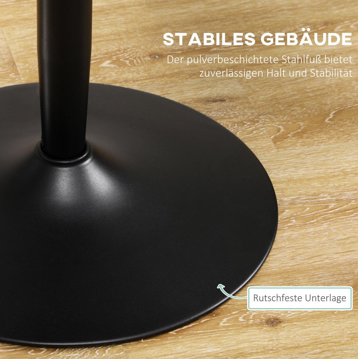 ESSTISCH 70/70/75 cm schwarz platzsparend mit rutschfestem Fuß aus Stahl und MDF - Schwarz, Metall (70/70/75cm) - OKWISH