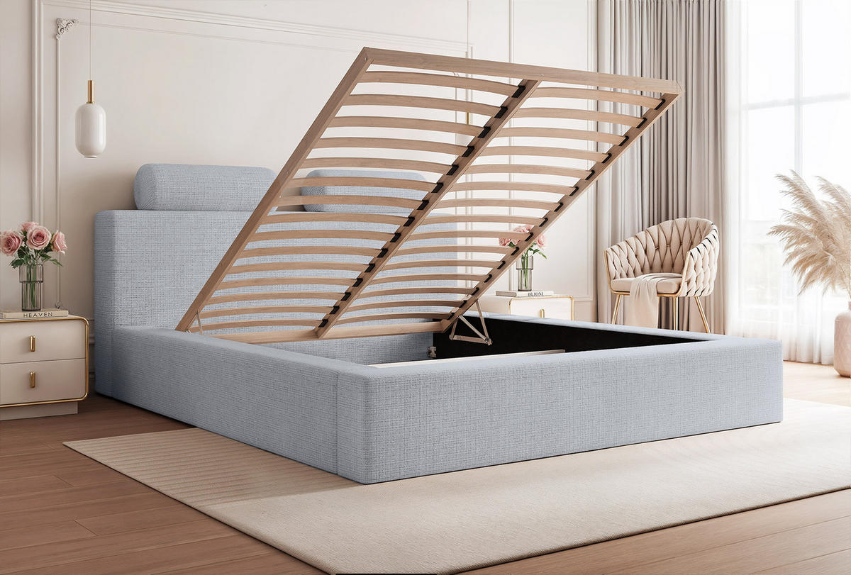 POLSTERBETT PELLIZZANO 160x200 cm, Grau - Grau, Textil (200/160cm) - Fedve