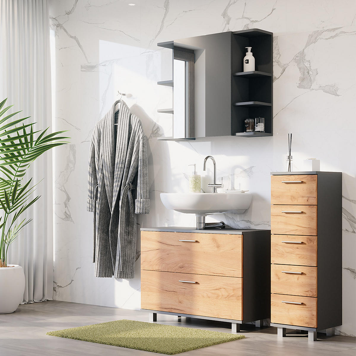 Honigeiche/Anthrazit, Holzwerkstoff (80.2/60.8/33cm) - Vicco