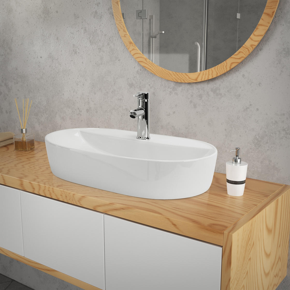 WASCHBECKEN - Weiß, Keramik (40/12/60cm) - ML-DESIGN
