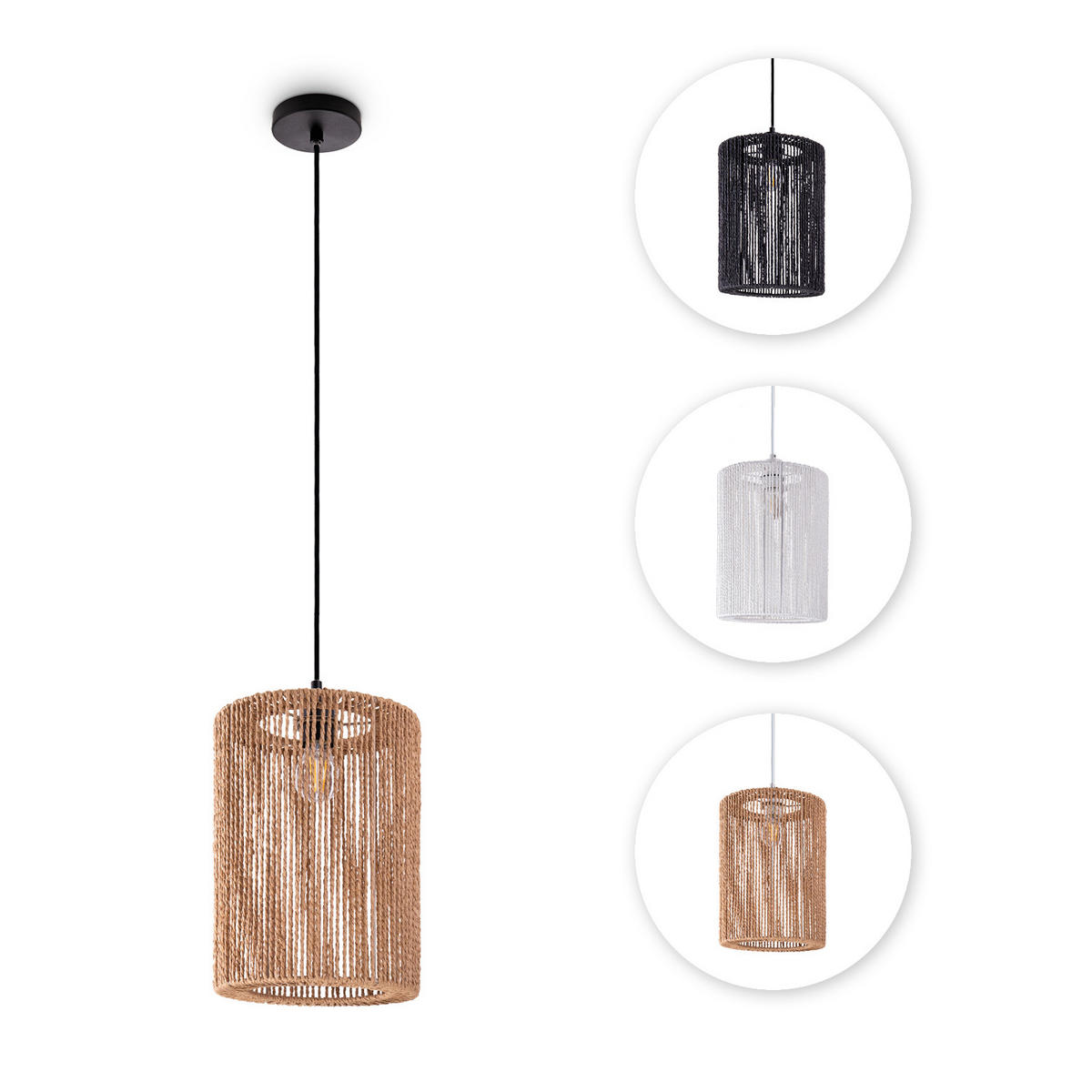 PENDELLEUCHTE Hugo Pd1 Ricarda - Weiß, Metall (25/25/38.5cm) - Paco Home