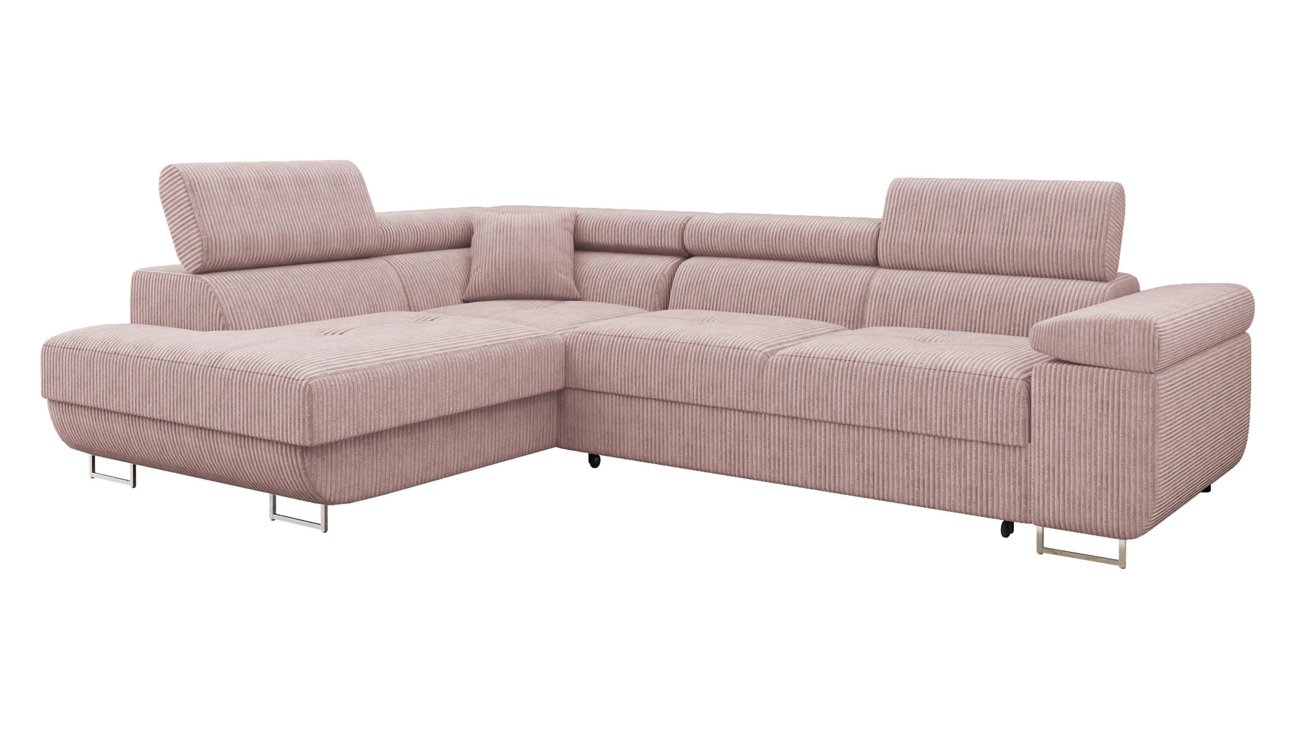 ECKSOFA Torezio Cord, Seite: Links - Rosa, Holz/Textil (274/203cm) - MIRJAN24