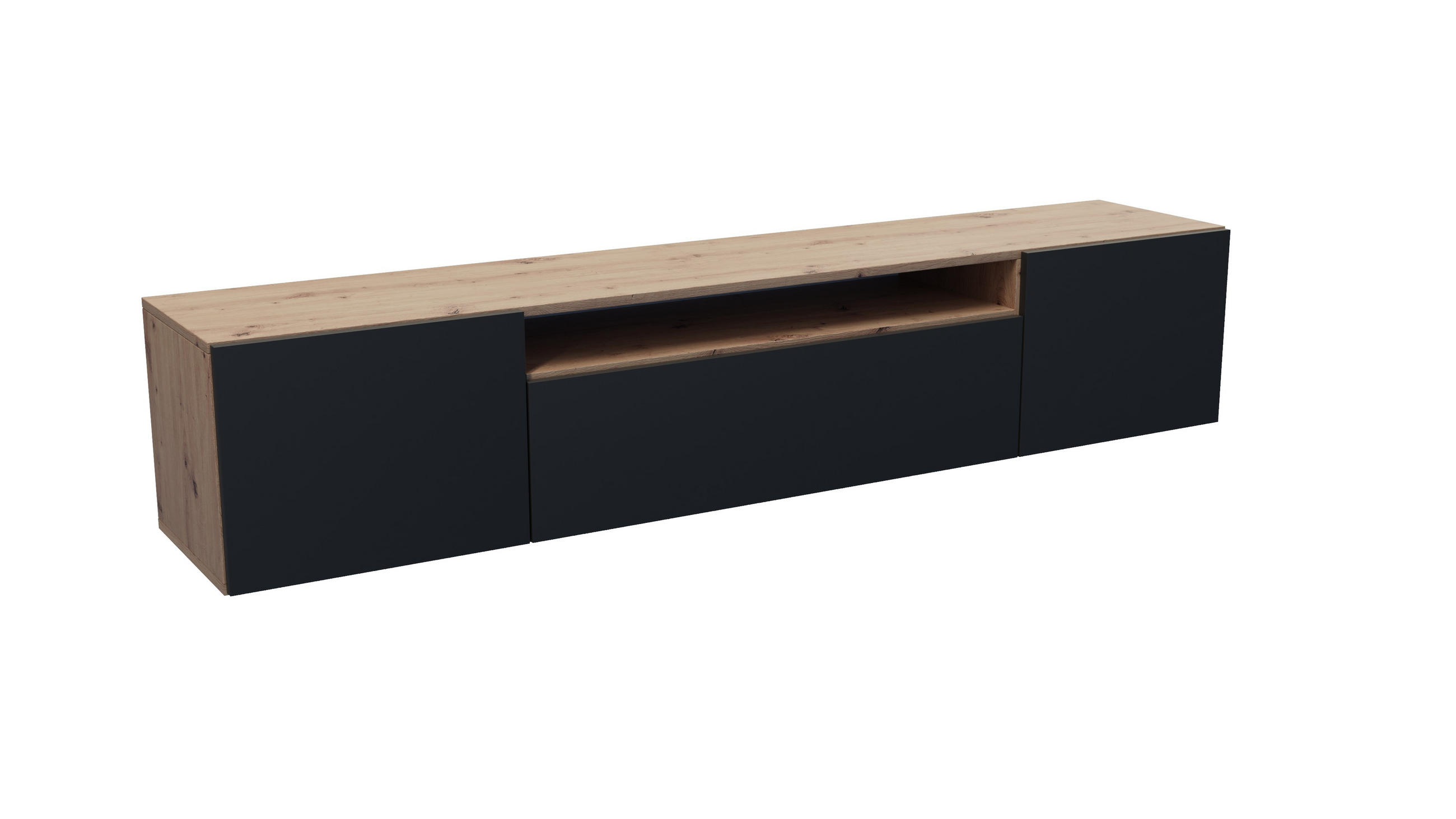 TV-SCHRANK LIO - Schwarz/Eiche Artisan, Holzwerkstoff (200/40/41cm) - Meblini