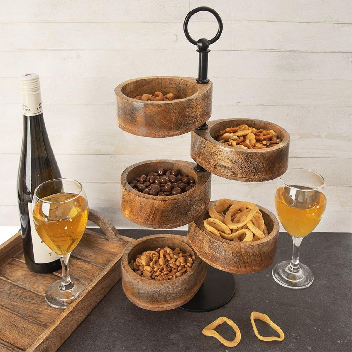STÖCKIGE HOLZETAGERE MANGO 44,5 cm Natur / Schwarz - Naturfarben, Holz (10/44.5cm) - Orion 