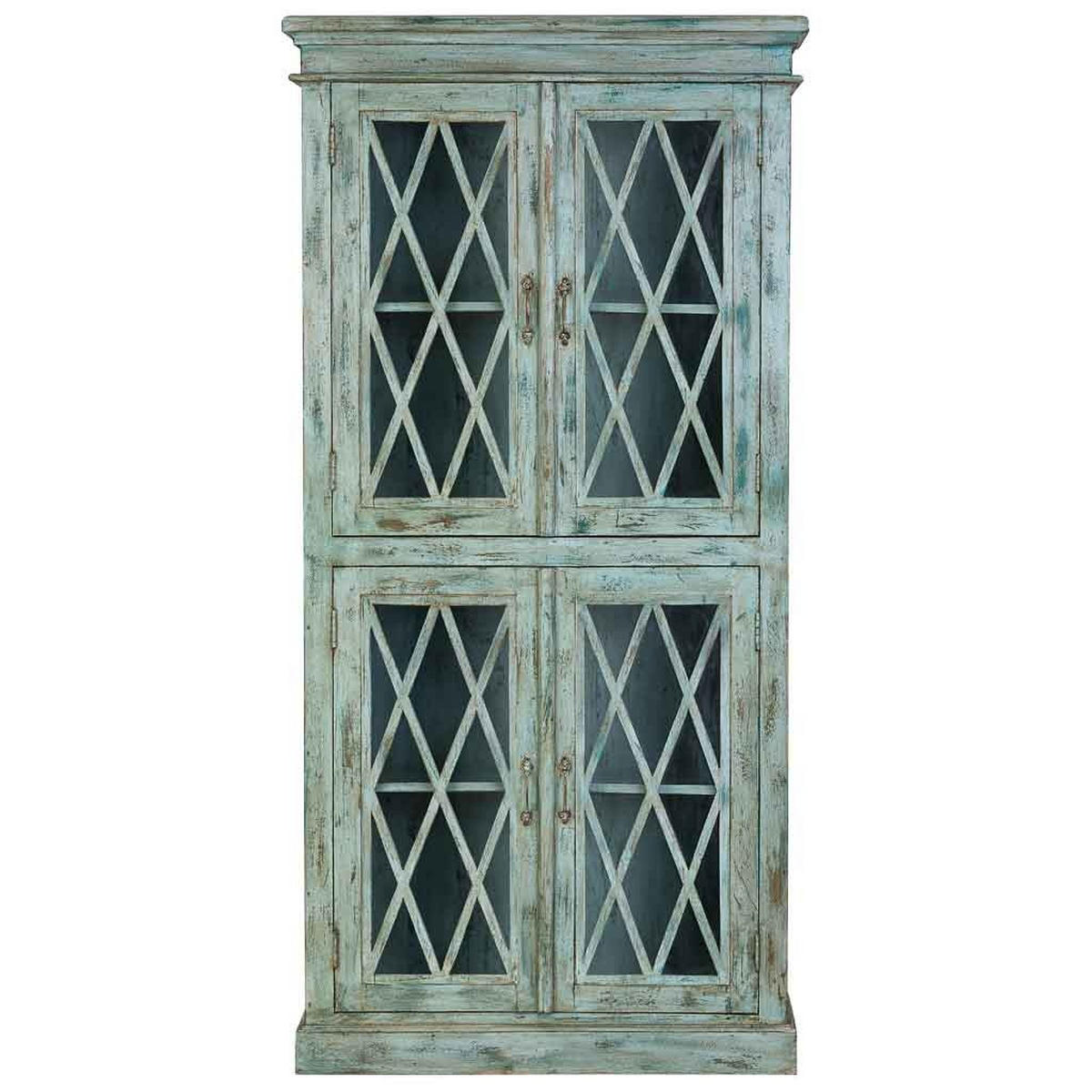 VITRINE aus Holz und Glas mit 2 Türen 90x40x183 cm - Blau, Holz (90/183/40cm) - Wanderlust
