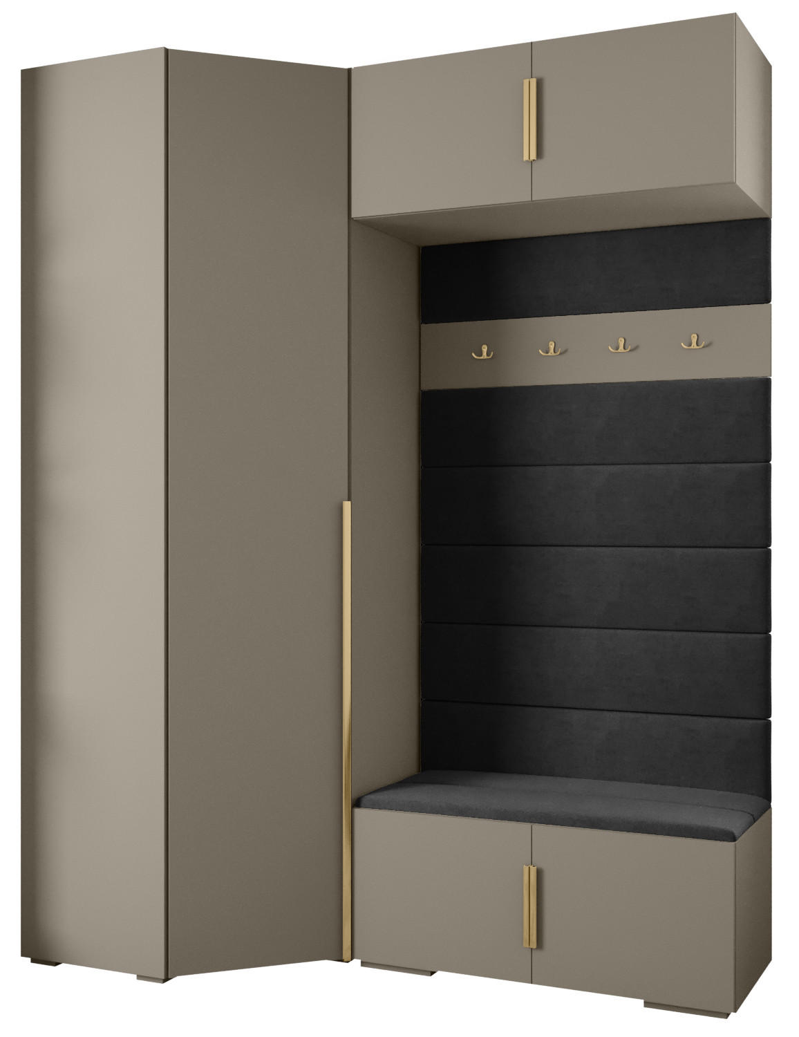 Abiks Möbel Garderoben-Set Kaschmir, Schwarz, Gold 181.7x236.7x47 cm