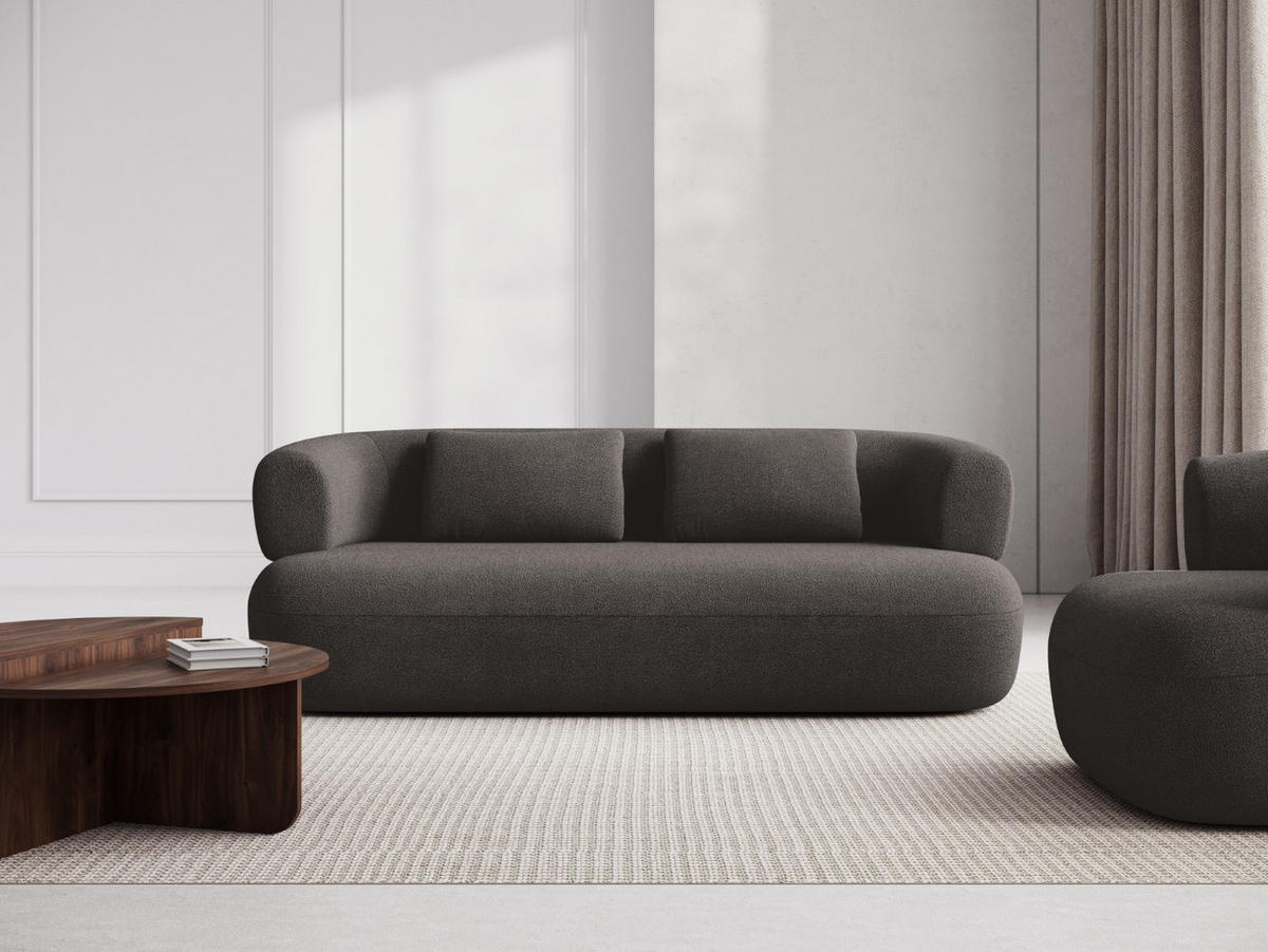 SOFA Jenny aus Boucle grau 3 Sitzplätze - Grau, Textil (90/73/178cm) - Micadoni