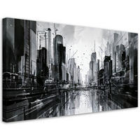 LEINWANDBILD Stadt Architektur Abstraktion Gebäude 80x40cm - Schwarz, Textil (80/40cm) - Feeby