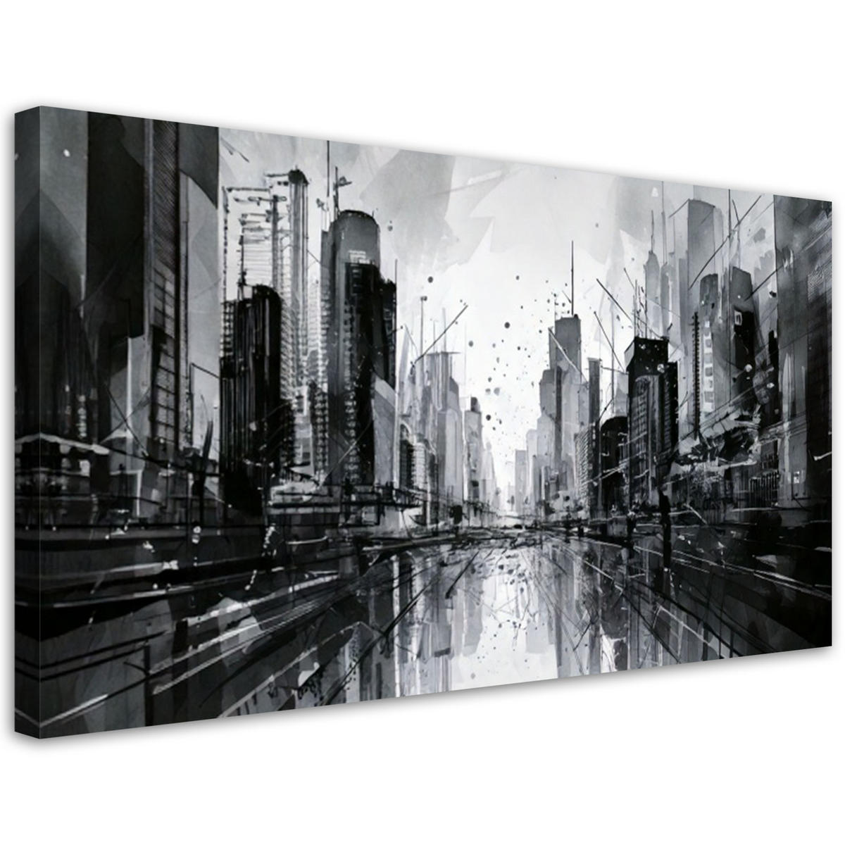 LEINWANDBILD Stadt Architektur Abstraktion Gebäude 80x40cm - Schwarz, Textil (80/40cm) - Feeby