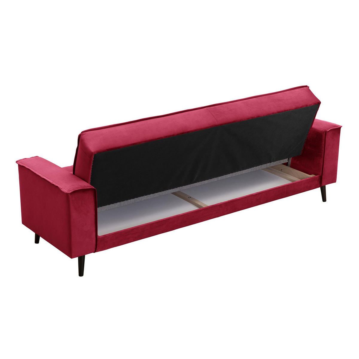 SOFA 3-Sitzer mit Bettfunktion Kaycee Samtvelours rot - Rot, Kunststoff (78/84/240cm) - 58aufmkessel