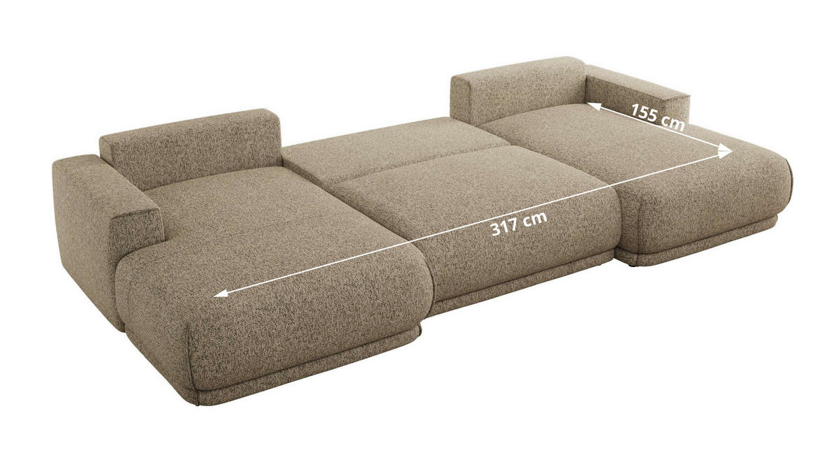 SEDACIA SÚPRAVA RINA U Tmavobežová Štruktúra - čierna/béžová, textil/plast (360/85/170cm) - MKS