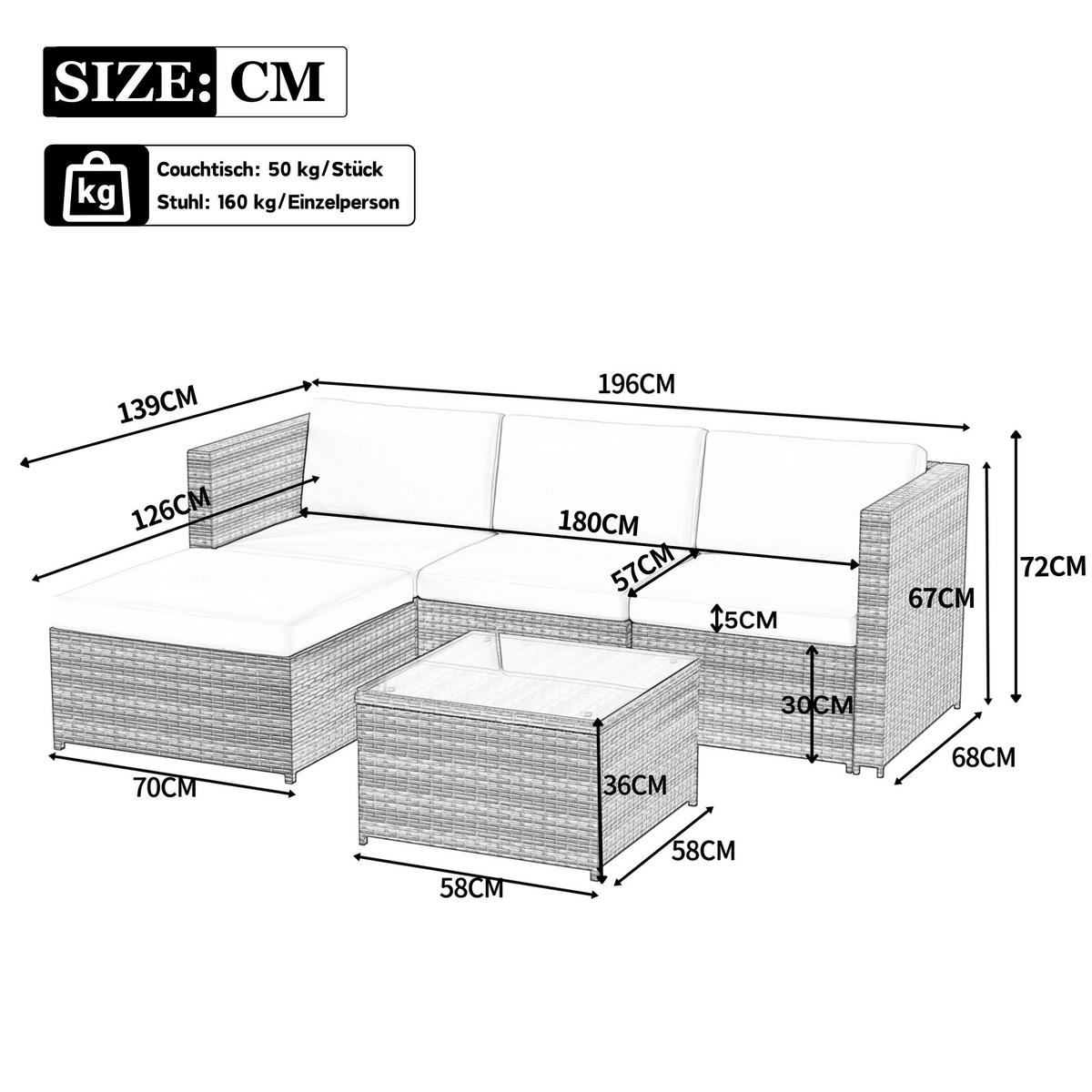 LOUNGESET Schwarz Poly Rattan Mit Sitzkissen & Glastisch - Schwarz, Metall - FLIEKS
