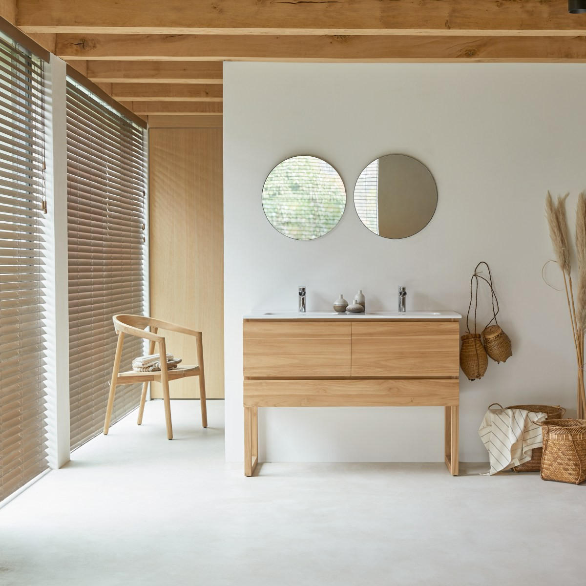 BADEZIMMERMÖBEL Edgar Natur aus Teak - Naturfarben, Holz (121/90/46cm) - Tikamoon