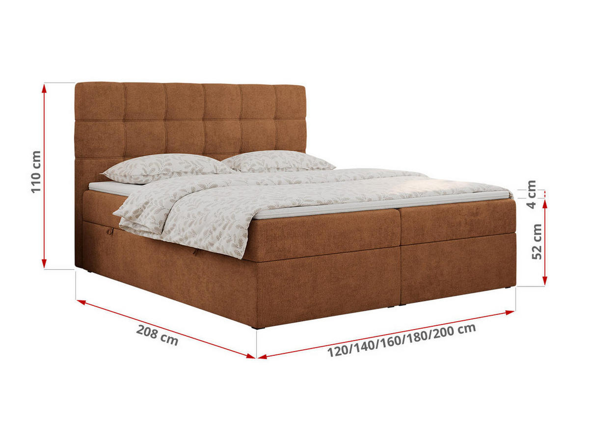BOXBETT ERNI 120/200 - Orange Strukture - H3 - Orange, Holz/Textil (120/200cm) - MKS
