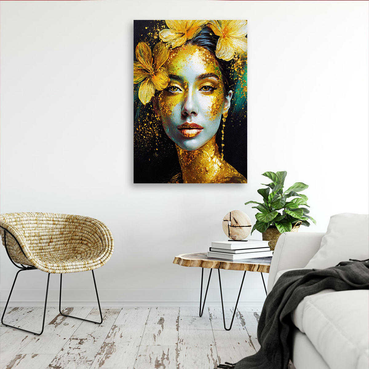 LEINWANDBILD Menschen & Charaktere 80x120cm - Goldfarben, Textil (80/120cm) - Feeby