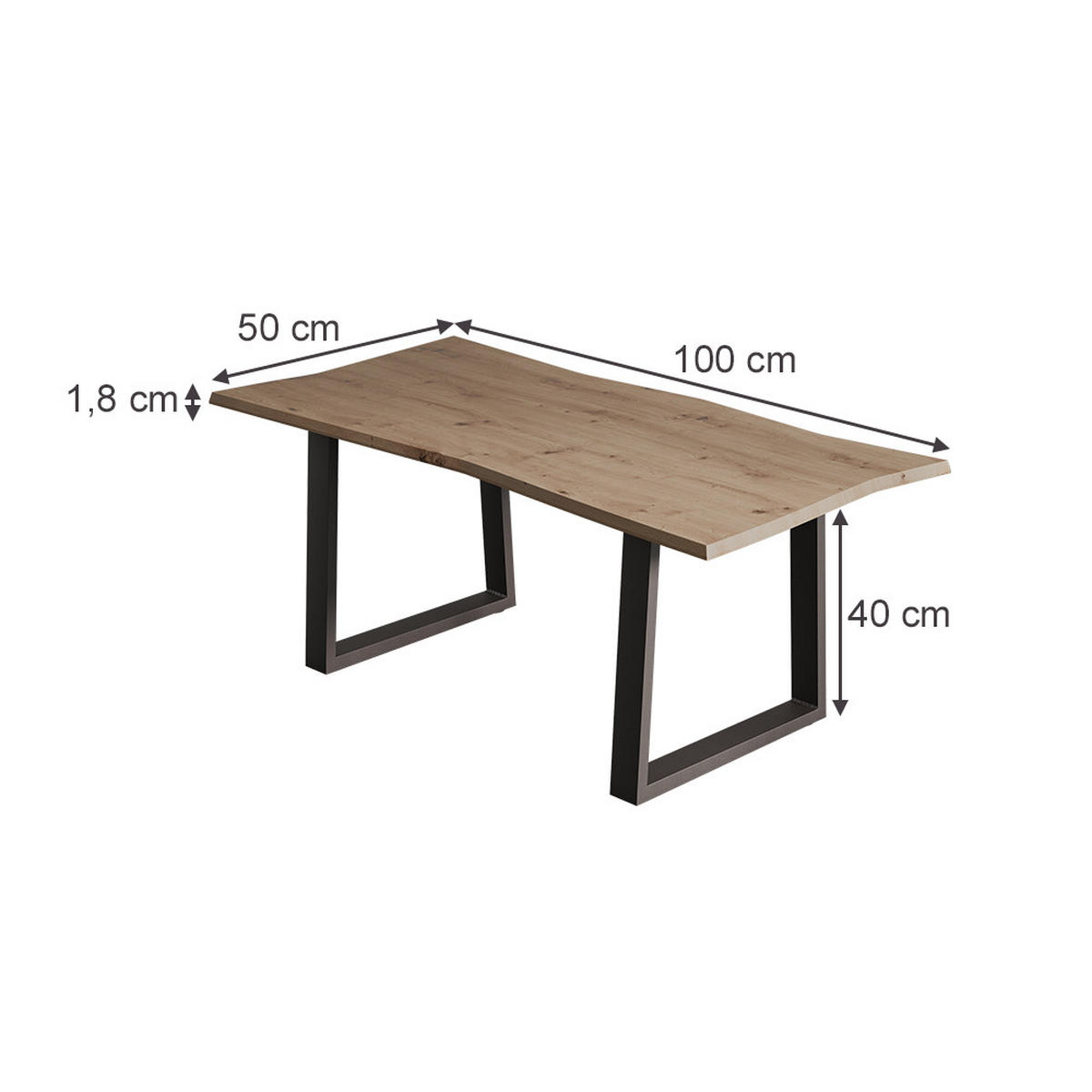 COUCHTISCH Yan Artisan 100 x 50 cm - Hellgrau, Holzwerkstoff (50/100/40cm) - Vicco