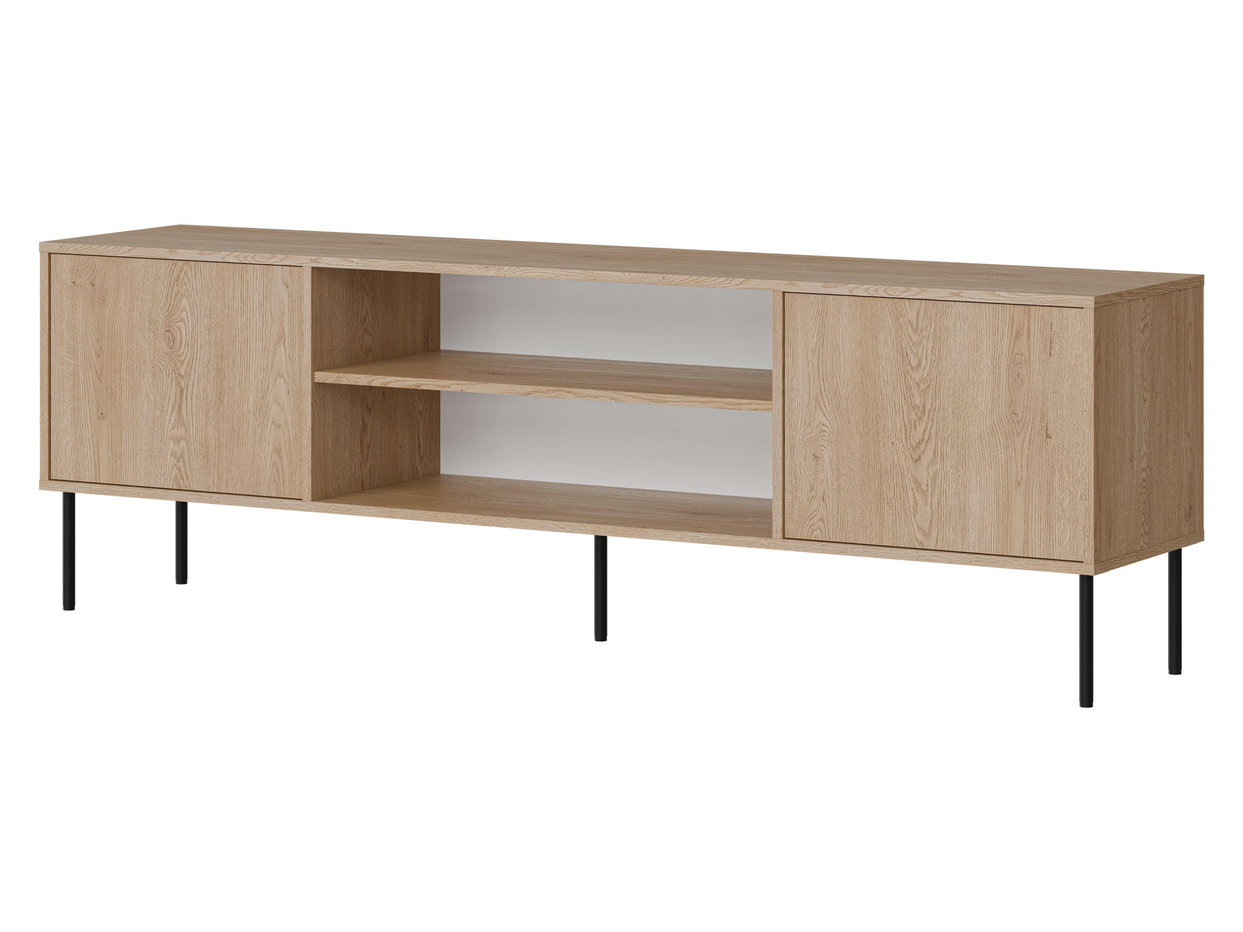 TV-LOWBOARD Domi 180 2D EF - Eichefarben/Schwarz, Holzwerkstoff/Metall (183/60/40cm) - MIRJAN24