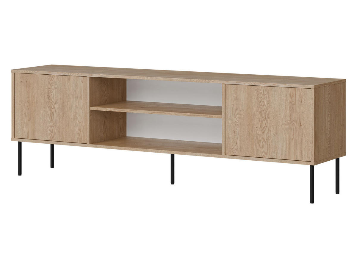TV-LOWBOARD Domi 180 2D EF - Eichefarben/Schwarz, Holzwerkstoff/Metall (183/60/40cm) - MIRJAN24