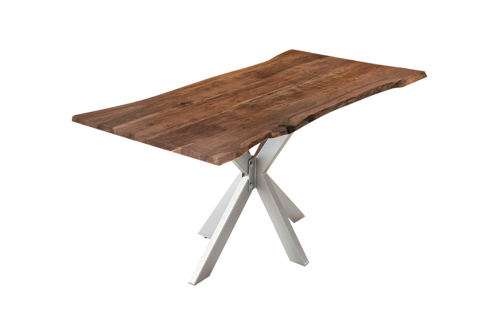 ESSTISCH HELENE - Silberfarben/Braun, Holz/Metall (100/240/77cm) - SAM