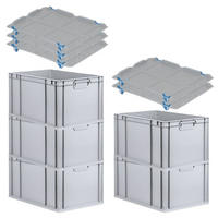 EUROBOX 5x Nextgen Economy Mit Auflagedeckel Grau/Blau Griffe Geschlossen 65 Liter - Blau, Kunststoff (40/32/60cm) - PROREGAL