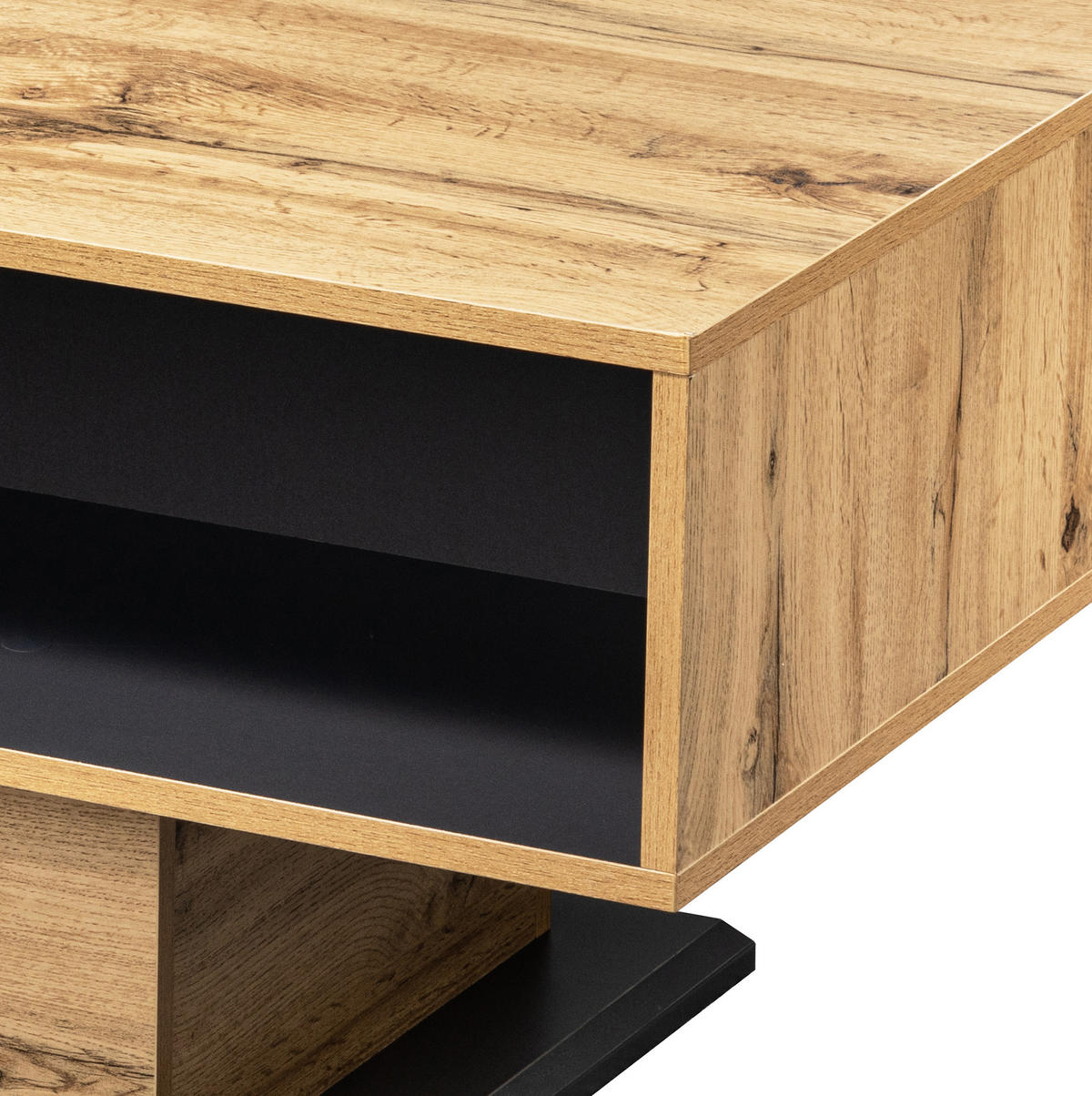 COUCHTISCH, Melamin-Eichenholzdekor, grifflose Schublade & doppelter Stauraum, 100/60/47 cm, Naturfarben - Naturfarben, Holzwerkstoff (100/47/60cm) - Redom