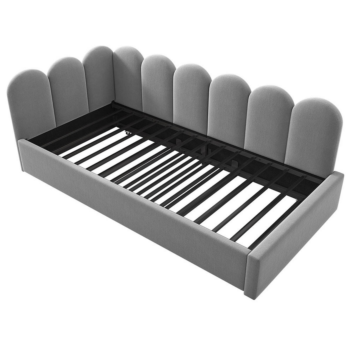 KINDERBETT 90x200 cm mit Ausziehbett，Grau（ohne Matratze） - Grau, Textil/Metall (90/200cm) - KOMHTOM