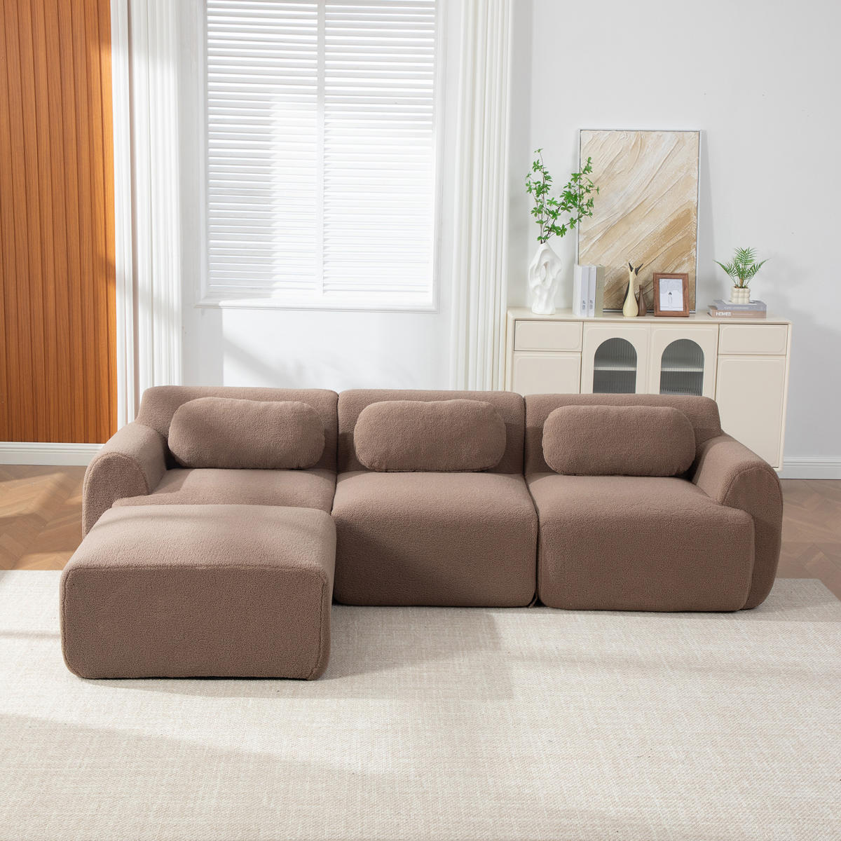 ECKSOFA Chenille Camel - Braun, Textil (271/177cm) - WISHDOR