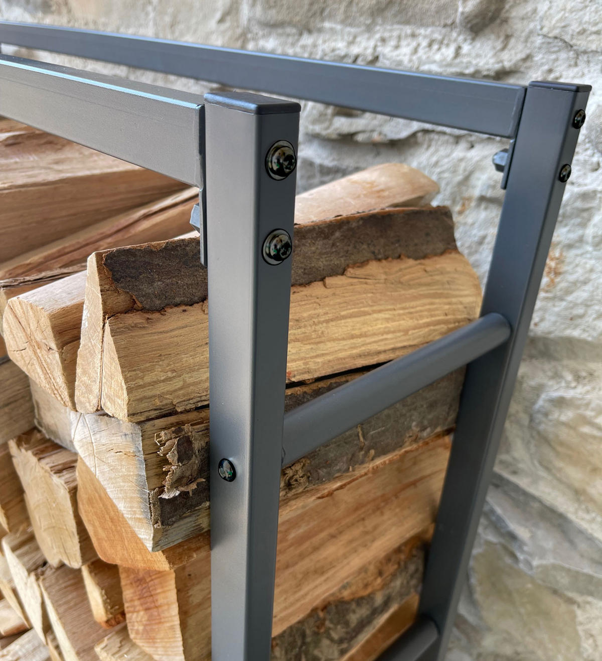 KAMINHOLZREGAL Außen 90x25x90 cm Metall Anthrazit - Anthrazit, Metall (25/90/90cm) - QUICK STAR