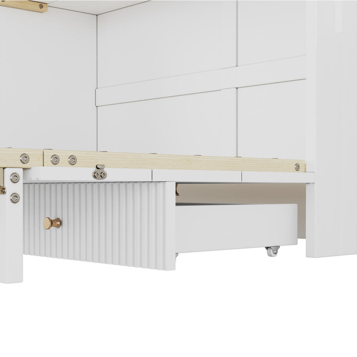 SCHRANKBETT 140/200 cm DE-04844, mit LED und Schubladen in Weiß - Weiß, Holzwerkstoff (140/200cm) - ComfortXL