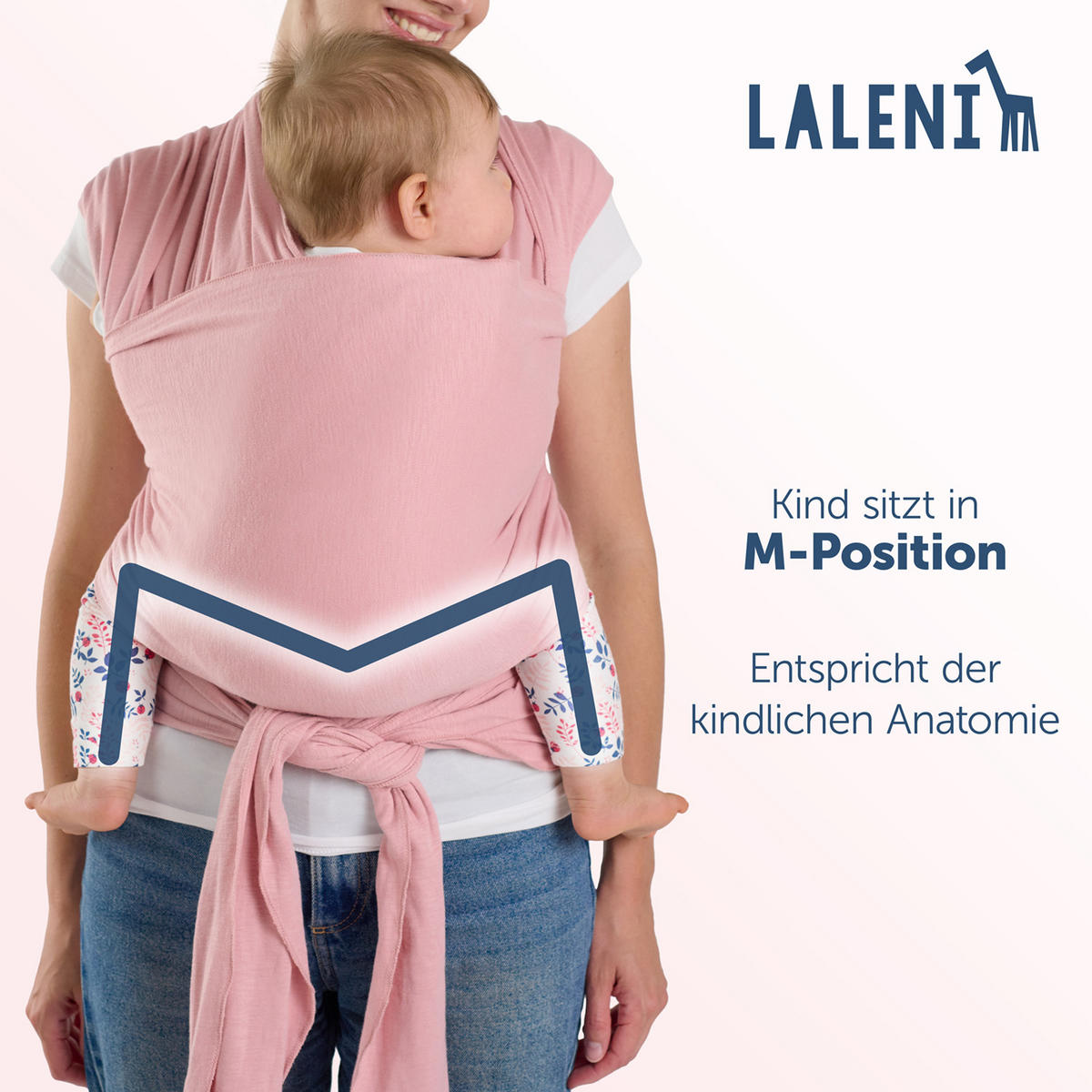 BABYTRAGEN für Neugeborene bis 15 kg - 100% Baumwolle (Ohne Elasthan) - Rosa - Rosa, Textil (60/5.1cm) - Laleni