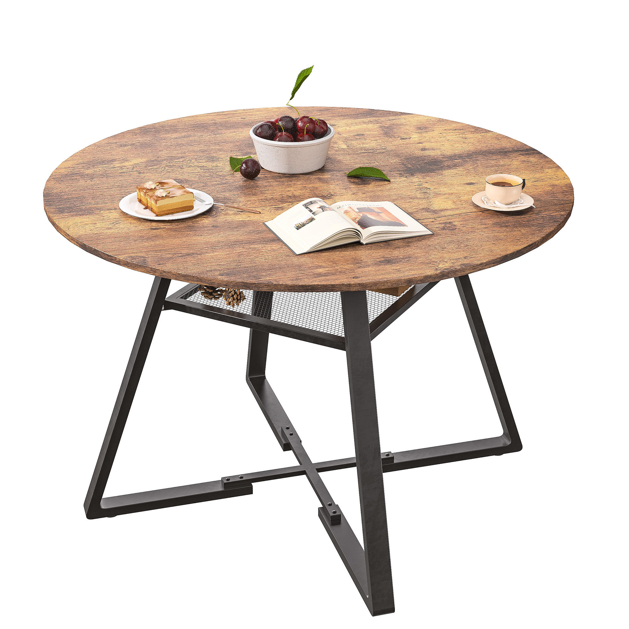 JÍDELNÍ STŮL Kulatý Ø120 cm ve vintage stylu – pro 4–6 osob