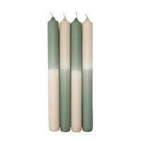 LEUCHTERKERZEN Dip Dye Kerzen Reseda/Creme, 250 x Ø 23 mm, 4 Stück - Eukalyptusholzfarben, Paraffin (2.3/25/25cm) - Wiedemann Kerzen