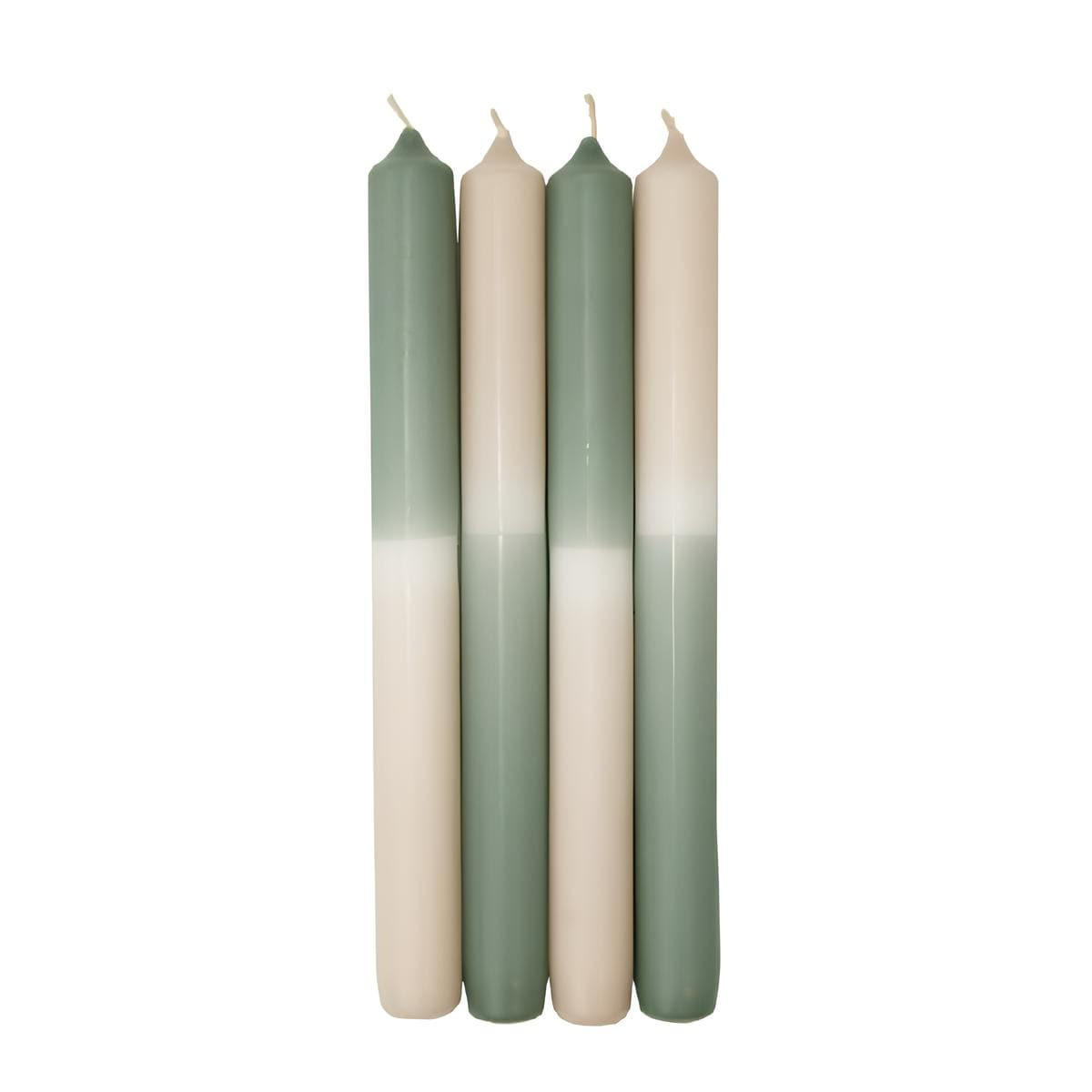 LEUCHTERKERZEN Dip Dye Kerzen Reseda/Creme, 250 x Ø 23 mm, 4 Stück - Eukalyptusholzfarben, Paraffin (2.3/25/25cm) - Wiedemann Kerzen