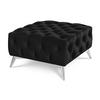 HOCKER Chesterfield Whitby Schwarz Samt mit silbernen Füßen - Silberfarben/Schwarz, Holz/Textil (80/45/80cm) - S-Style Möbel