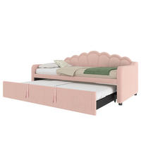 BETT 90/200 cm mit ausziehbarem Unterbett und LED in Rosa - Rosa, Textil (90/200cm) - BEAOK