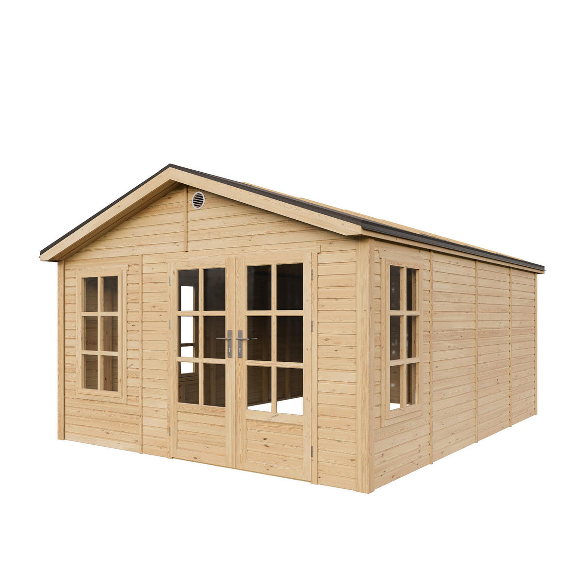 GARTENHAUS HOLZ M736A 370 x 480 cm - Naturfarben, Holz (382/267/512cm) - Timbela