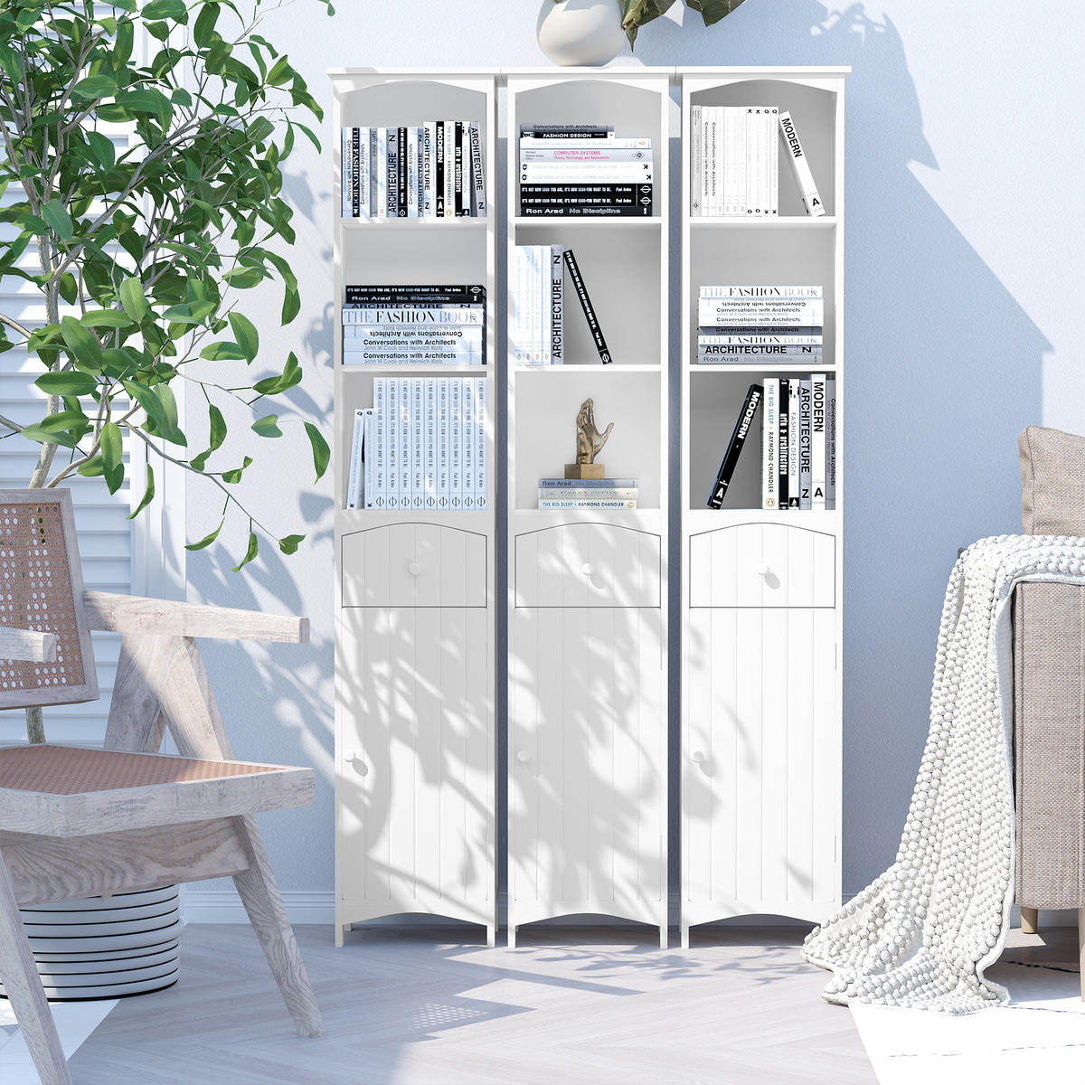 HOCHSCHRANK DE-12329 34/24/170 cm Weiß - Weiß, Holzwerkstoff (24/170/34cm) - ComfortXL