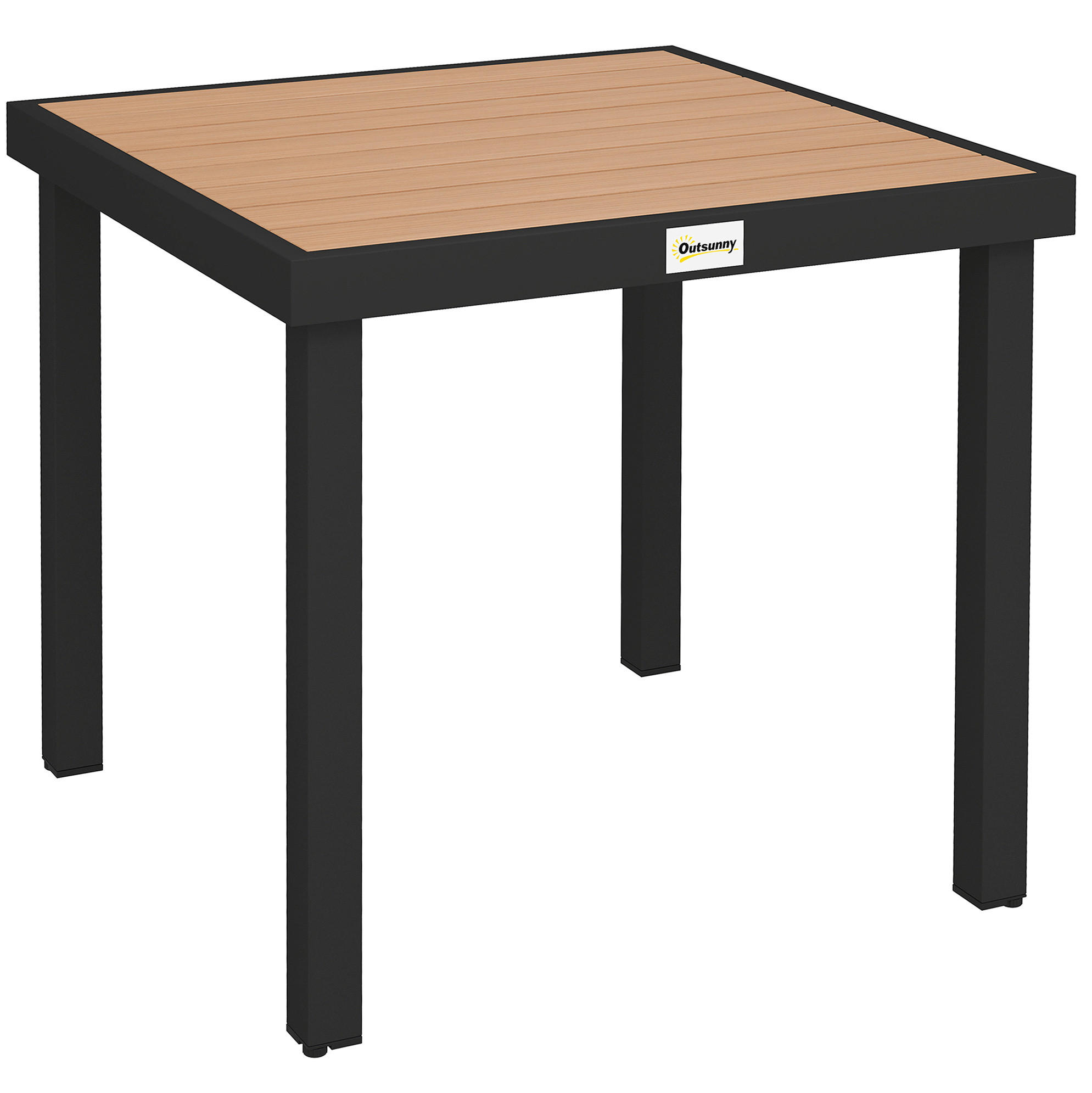 OKWISH ZAHRADNÍ stůl 78/78/74 cm přírodní dřevo z hliníku s odolnou deskou v dekoru dřeva