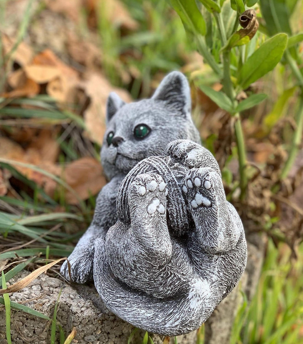 STONEANDSTYLE Steinfigur Katze Elfie frostfest wetterfest - Grau, Stein (16/11/13cm) - stoneandstyle
