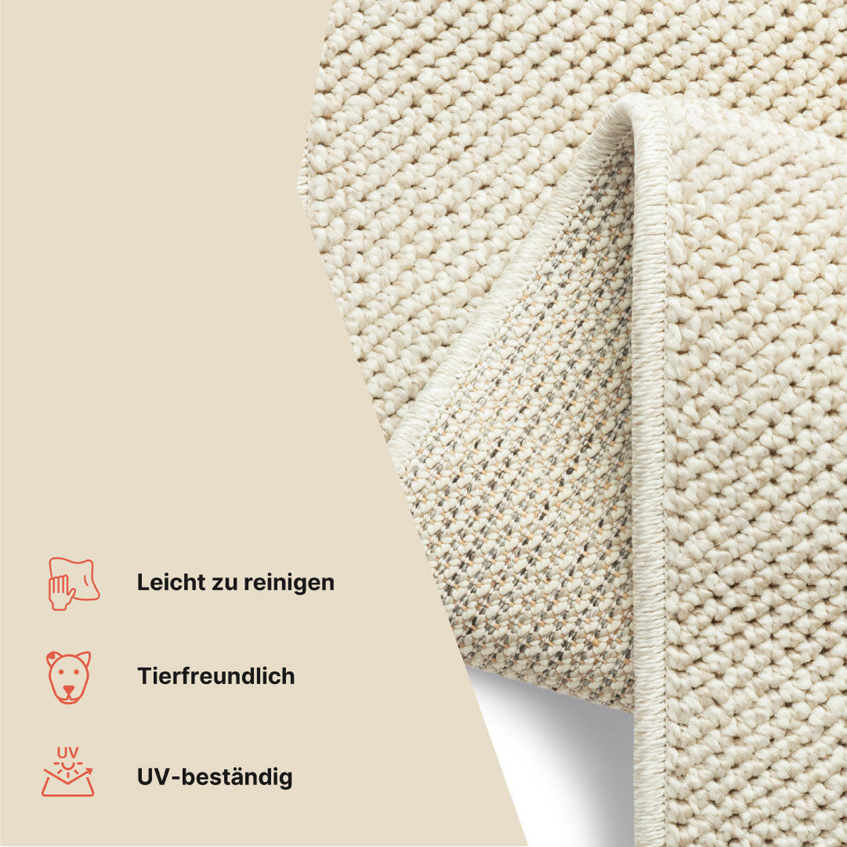 TEPPICH CALMA creme modern 80/150 cm - Creme, Textil (80/150cm) - Tapiso