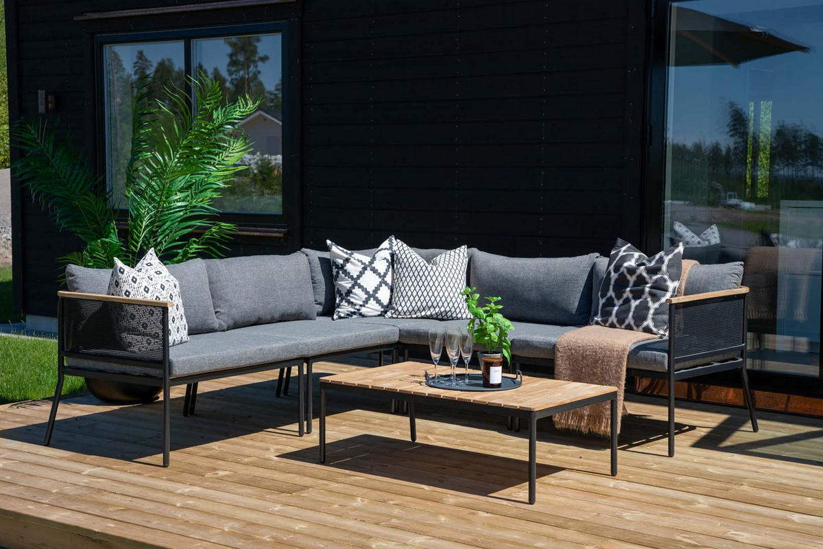 LOUNGE-SET schwarz - Schwarz, Holzwerkstoff - ebuy24