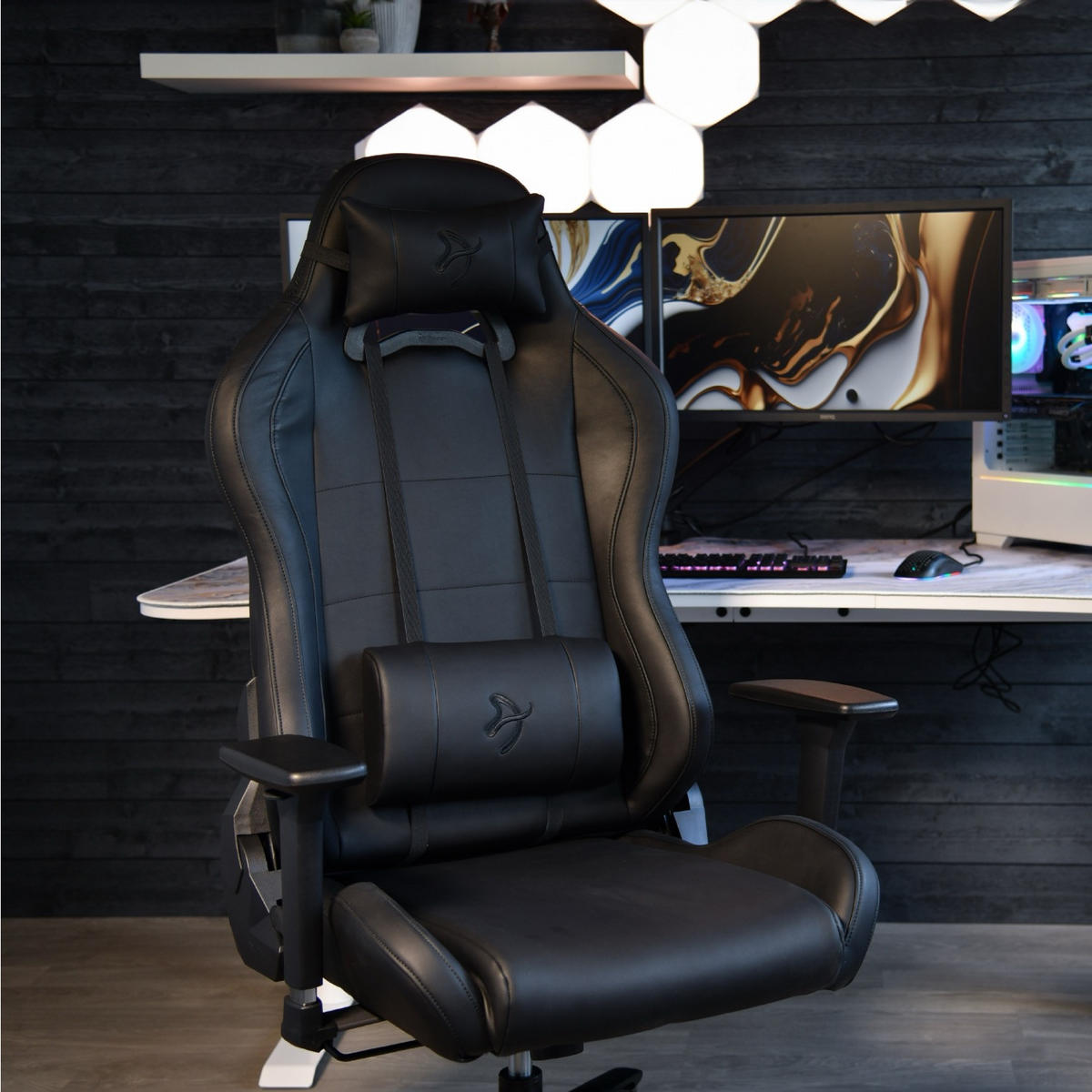 GAMINGSTUHL Torretta SoftPU™ Reines Schwarz - Schwarz, Kunststoff/Metall (70/135/50cm) - Arozzi